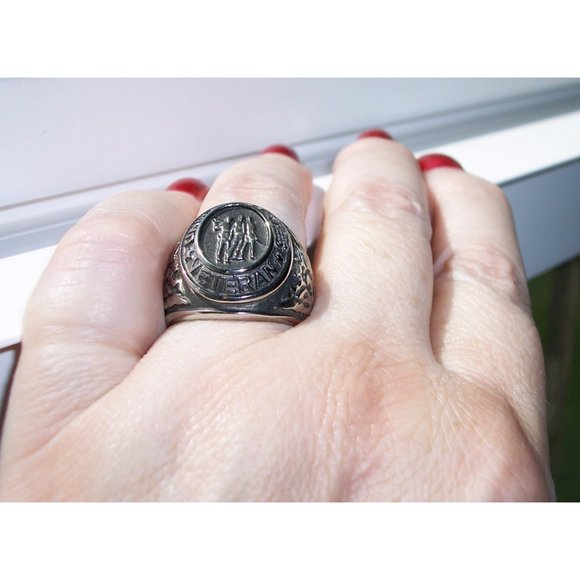 STAINLESS STEEL United States Veteran Epoxy Ring - Picture 4 of 13